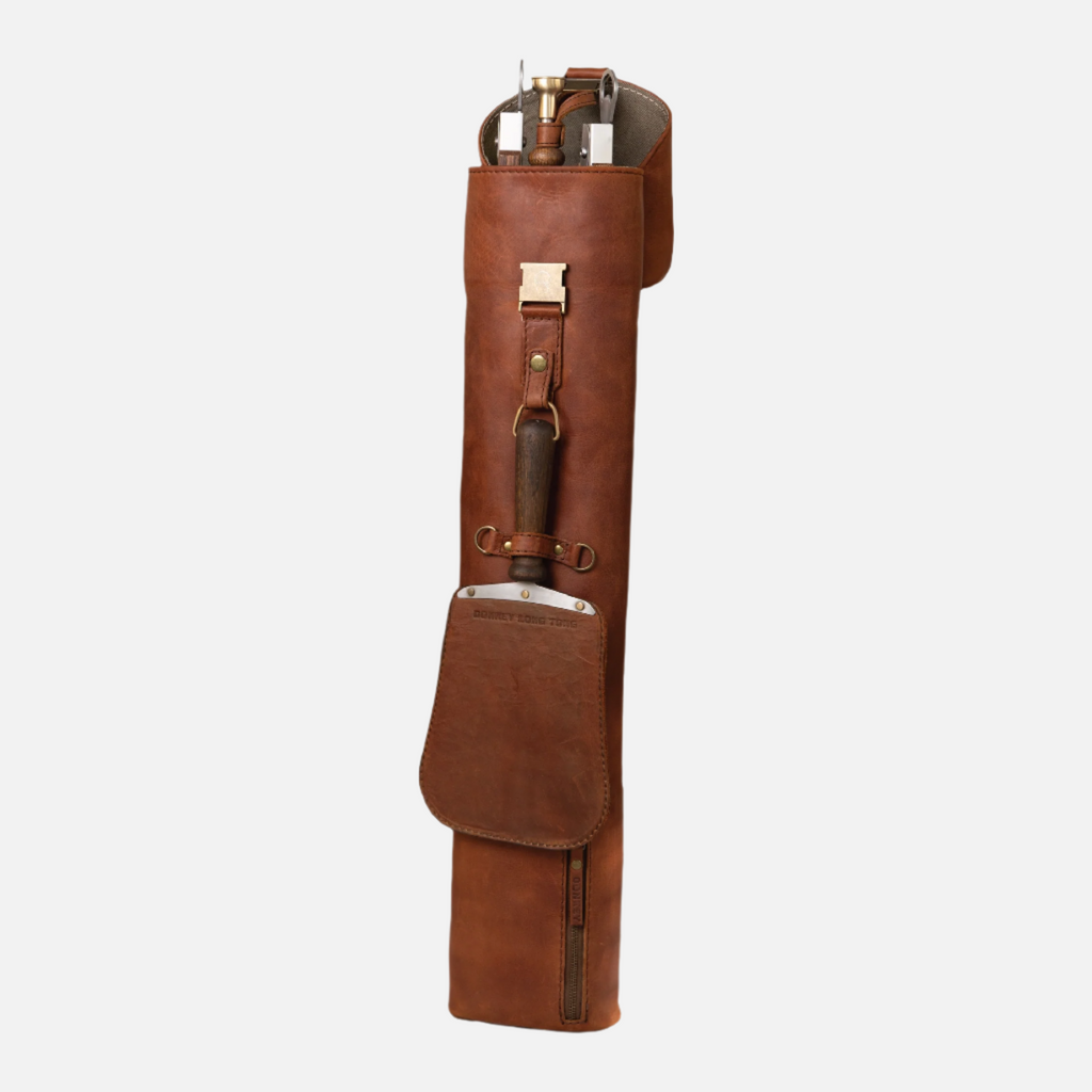 The Jack Sack Komplettes Grill-Kit inkl. Grillzangen, Feuerbläser, Paddel und Leder-Transporttasche